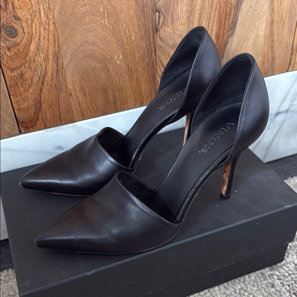 Vince Nina Leather Pointed Toe Heels